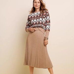 Ann Taylor Pleated Midi Skirt with belt